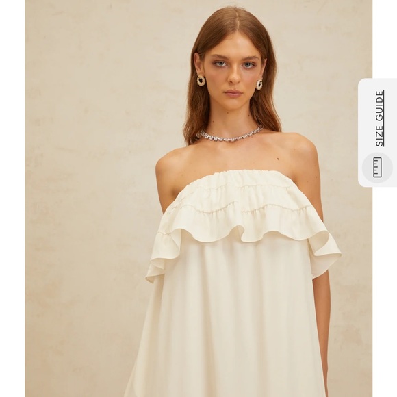 Bénédicte White Vibrant Off Shoulder Shirred Maxi Dress - Picture 7 of 7